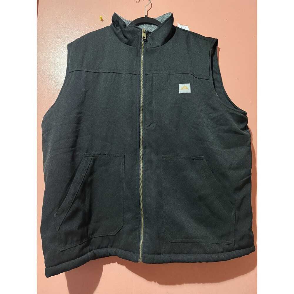Mens Vest XL Extra Large Black Warm Winter Sleeveless Full Zip Pockets